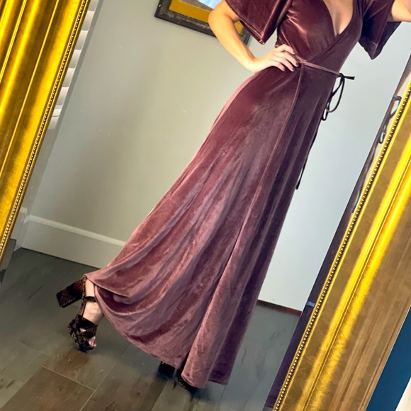 Baltic Velvet Wrap Maxi Dress | Dusty Plum - Picture 2 of 5